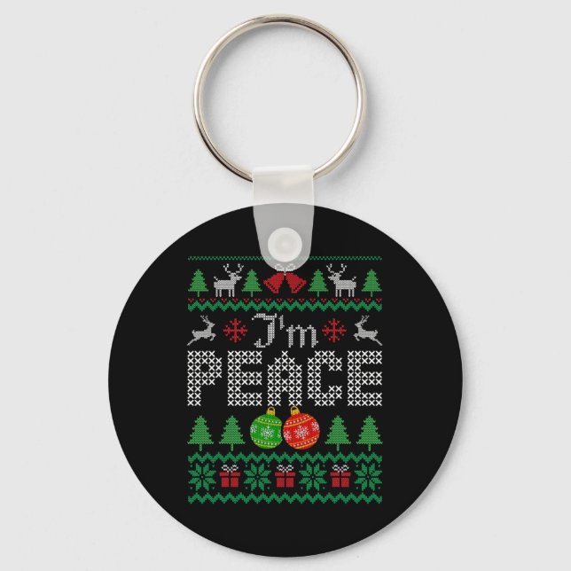 Chaveiro Estou em paz. Vim em Casal de Natal feio (Frente)