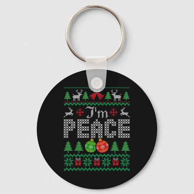 Chaveiro Estou em paz. Vim em Casal de Natal feio (Frente)