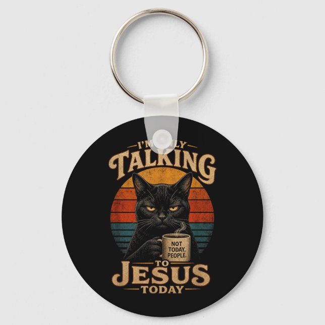 Chaveiro Estou Só Falando Com Jesus Hoje Gato Cristão Com (Frente)