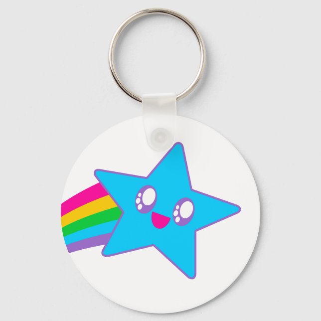 Chaveiro Estrela Arco-íris Neon Kawaii Rave (Frente)