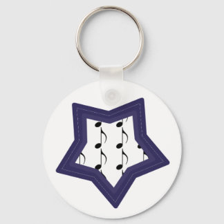 Chaveiro Estrela Azul com Notas Musicais