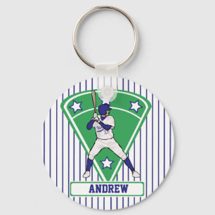 Chaveiro Estrela de Bateria de Baseball Personalizada Azul