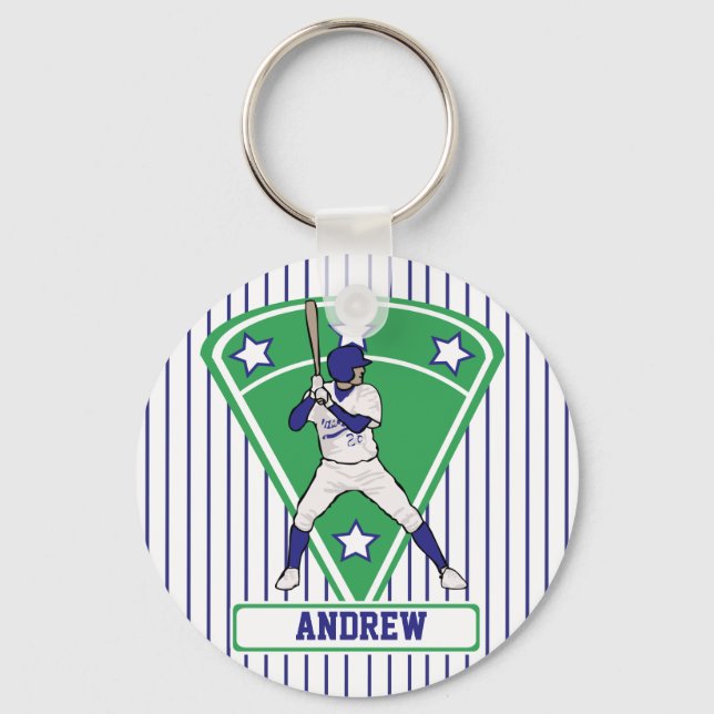 Chaveiro Estrela de Bateria de Baseball Personalizada Azul (Frente)