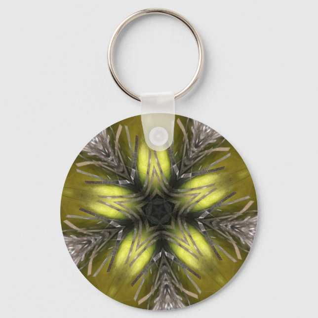 Chaveiro Estrela de Natal do Caleidoscópio Dourado Elegante (Frente)