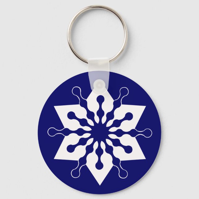 Chaveiro Estrela de Natal do Floco de Gelo Cristal de Neve (Frente)