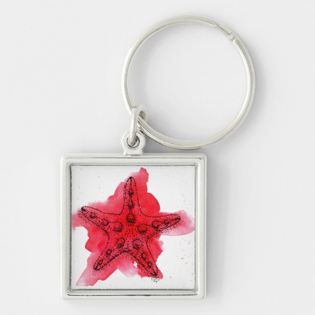 Chaveiro Estrela do mar da aguarela (Frente)