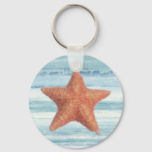 Chaveiro Estrela do mar pintada em listras azuis da