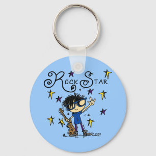 Chaveiro Estrela do rock do menino do cabelo preto