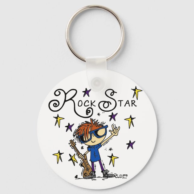 Chaveiro Estrela do rock do menino do Redhead (Frente)