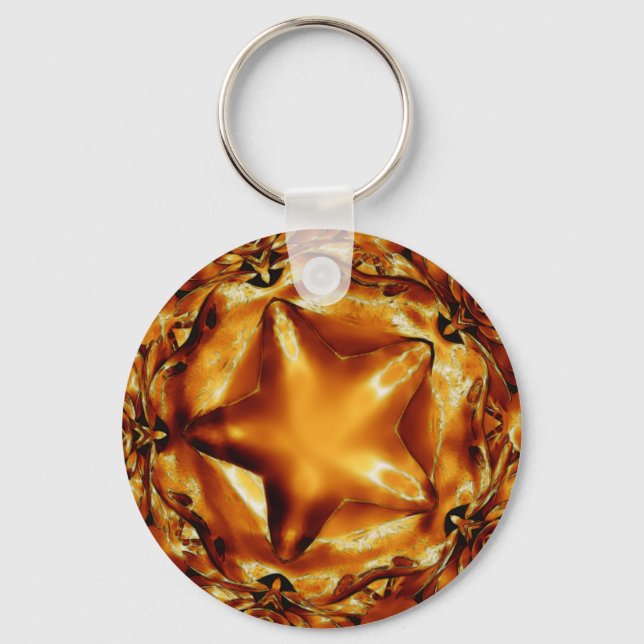Chaveiro Estrela Dourada de Natal Elegante de Cobre Chic (Frente)