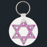 Chaveiro Estrela roxa esculpida de David Design<br><div class="desc">Uma estrela bonito de David em um design de joias cor-de-rosa/roxa... .{gráfico por MarloDeeDesigns.com}</div>