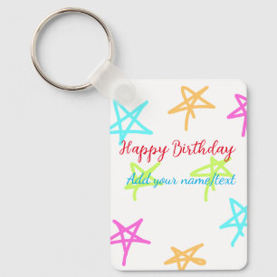 Chaveiro Estrelas coloridas feliz aniversário adicionar nom