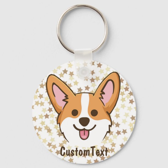 Chaveiro Estrelas de Cachorro-Puppy Pembroke Personalizadas (Frente)