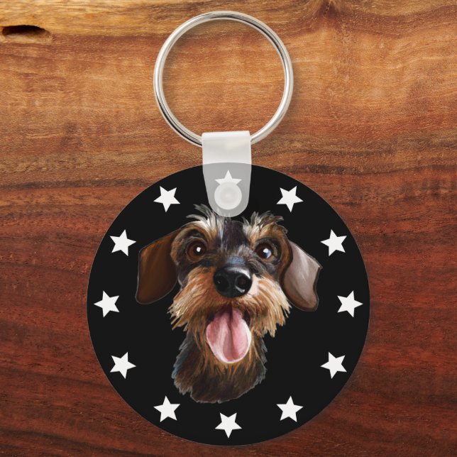 Chaveiro Estrelas de Dachshund com Cabeação Wireada (Frente)