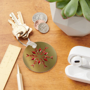 Chaveiro Estrelas de Natal Vermelho na Dourada