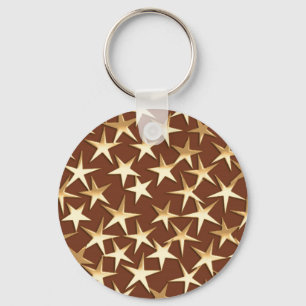 Chaveiro Estrelas douradas em marrom chocolate