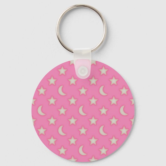 Chaveiro Estrelas e luas cor-de-rosa (Frente)