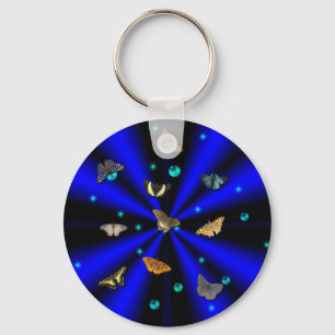 Chaveiro Estrelas, Pérolas e Borboletas em preto e azul