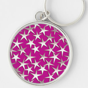 Chaveiro Estrelas prateadas em ametista roxo