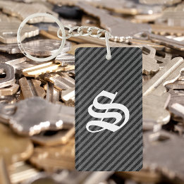 Chaveiro Estrias Diagonais de Cinzas e Pretos Finos