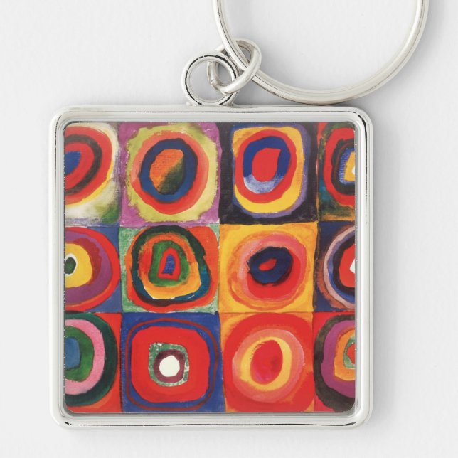 Chaveiro Estudo de cor de Kandinsky Quadrados Círculos Arte (Frente)