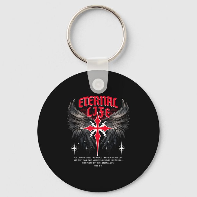 Chaveiro Eternal Jesus Cross Gothic Punk Life Nu Goth Bible (Frente)