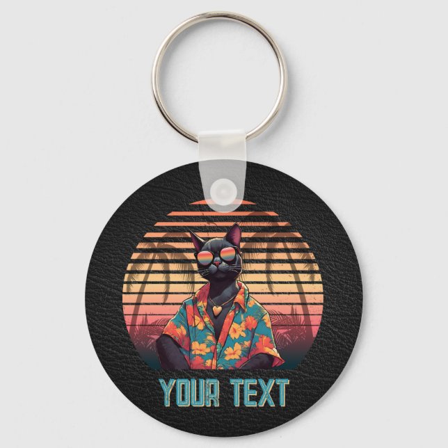 Chaveiro Eterno Tropical de Atitude de Gato (Frente)