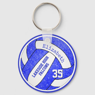 Chaveiro etiqueta azul branca do saco de voleibol com nome