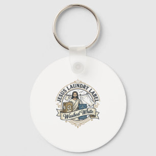Chaveiro Etiqueta de Lavanderia Jesus Lavado Branco Jesus L