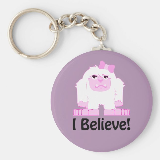 Chaveiro Eu Acredito Na Bonita Garota De Cartoon Yeti (Frente)