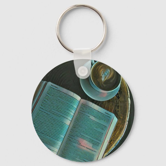 Chaveiro Eu adoro café e livros (Frente)