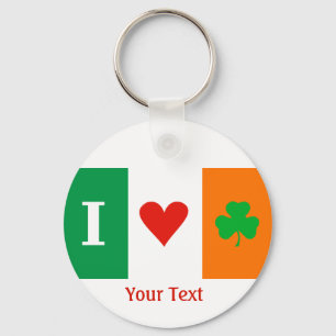 Chaveiro Eu Adoro Cardíacos Chamrocks Irlanda Flag Keyring