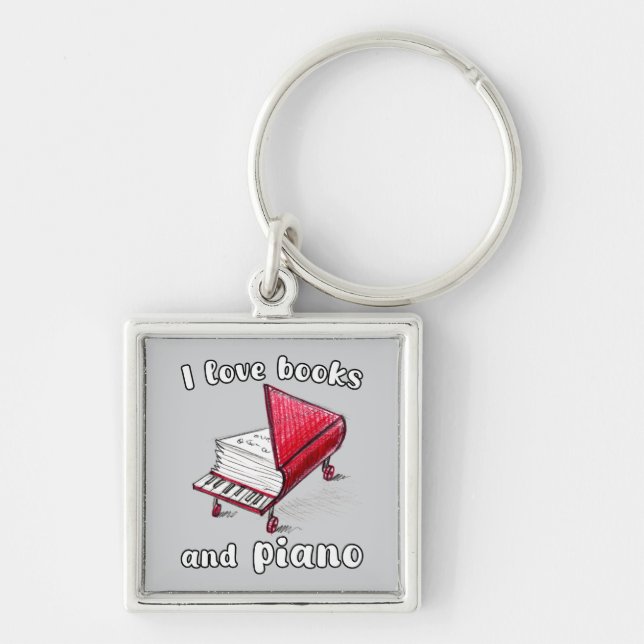Chaveiro Eu Adoro Livros E Piano, Autêntica Arte Livre (Frente)