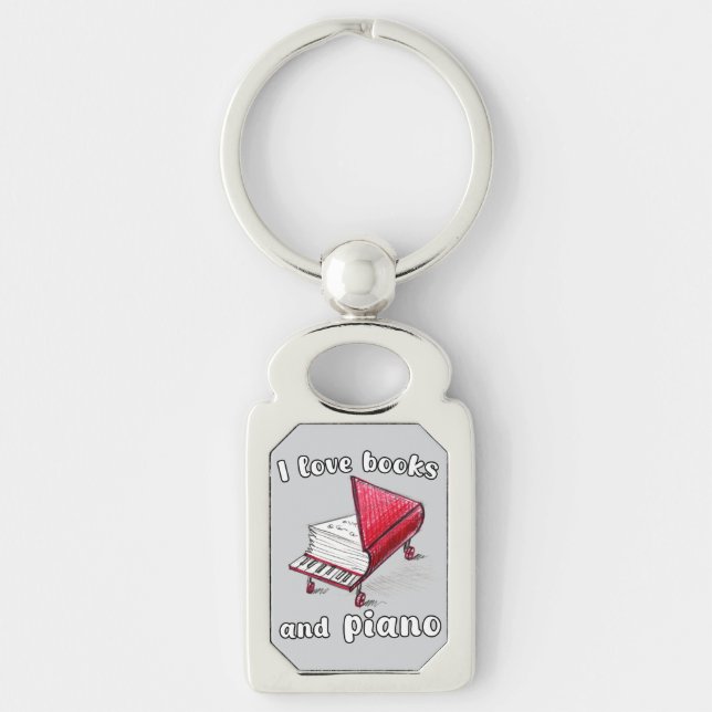 Chaveiro Eu Adoro Livros E Piano, Autêntica Arte Livre (Frente)
