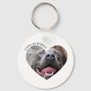 Chaveiro Eu adoro minha foto personalizada de cachorro pitb