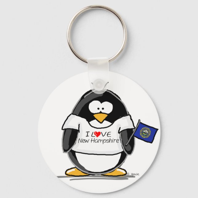 Chaveiro Eu Adoro New Hampshire Penguin (Frente)