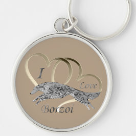 Chaveiro Eu amo a corrente chave do Borzoi