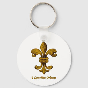 Chaveiro Eu amo a flor de lis do ouro de Nova Orleães