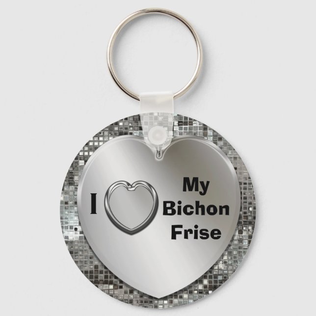 Chaveiro Eu Amo A Minha Corda De Coração Bichon Frise (Frente)
