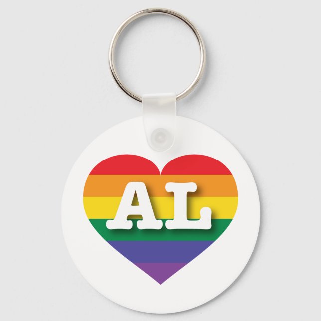 Chaveiro Eu amo Alabama - Orgulho gay Rainbow Heart (Frente)