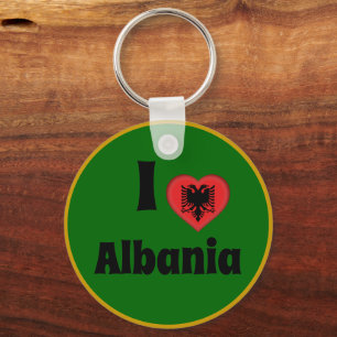 Chaveiro Eu amo Albânia e albanês Heart - viagem / esportes