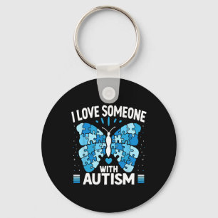 Chaveiro Eu Amo Alguém Com Autismo Borboleta Azul Autismo A