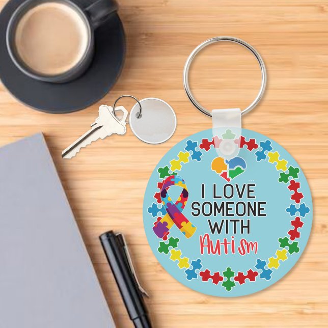 Chaveiro Eu Amo Alguém com Autismo - Consciência Autismo (Criador carregado)