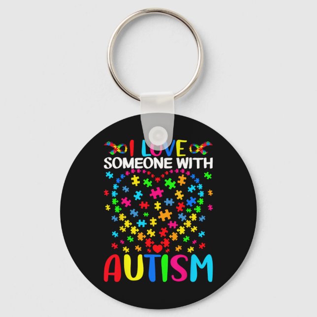 Chaveiro Eu Amo Alguém Com Autismo Quebra-cabeça Heart Advo (Frente)