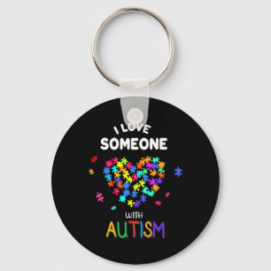 Chaveiro Eu Amo Alguém Com Camiseta de Autismo Fala Autismo