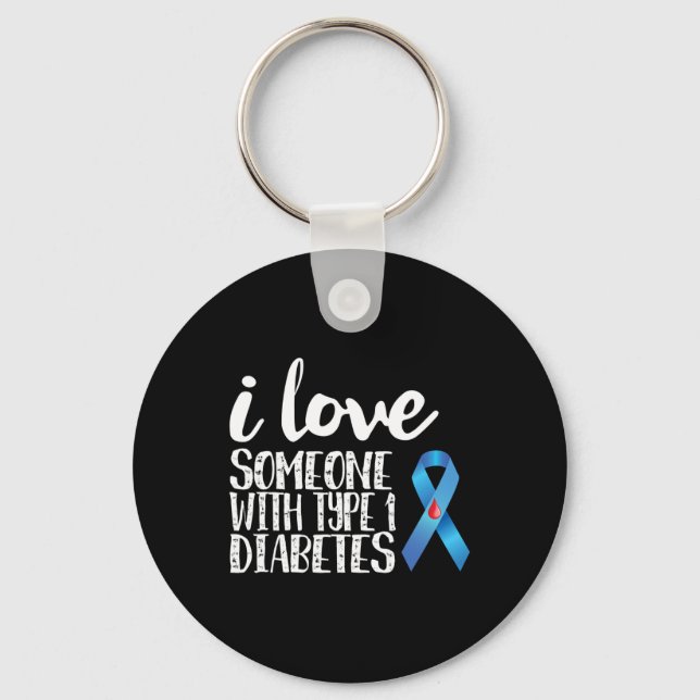 Chaveiro Eu Amo Alguém Com Consciência Da Diabetes Tipo 1 (Frente)
