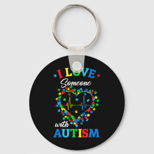 Chaveiro Eu Amo Alguém Com Consciência do Autismo Homens Mu