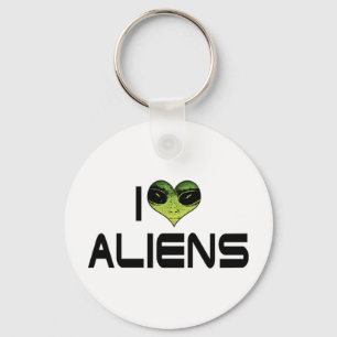 Chaveiro Eu Amo Aliens Pingente de Chaves