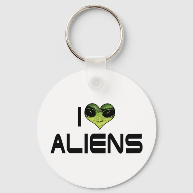 Chaveiro Eu Amo Aliens Pingente de Chaves (Frente)