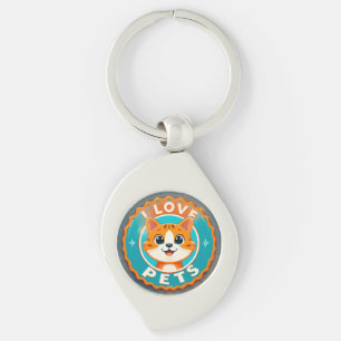 Chaveiro Eu amo animais de estimação gato fofo